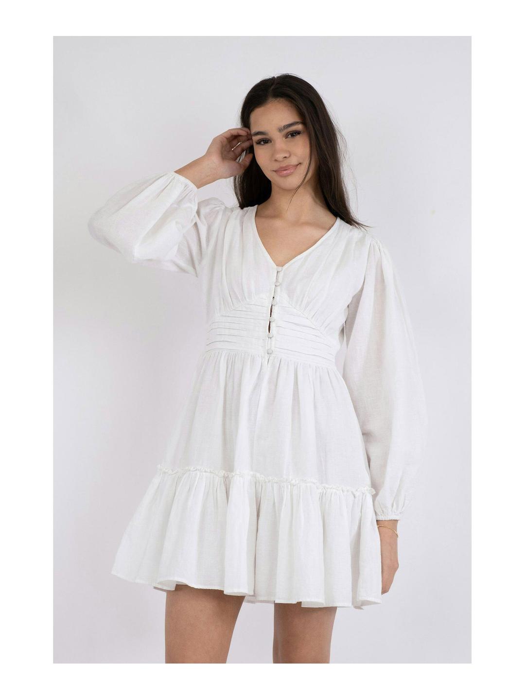 zara white dress puff sleeves SHORT PLEATED WITH POCKETS - Zara - Zara Puff Sleeve