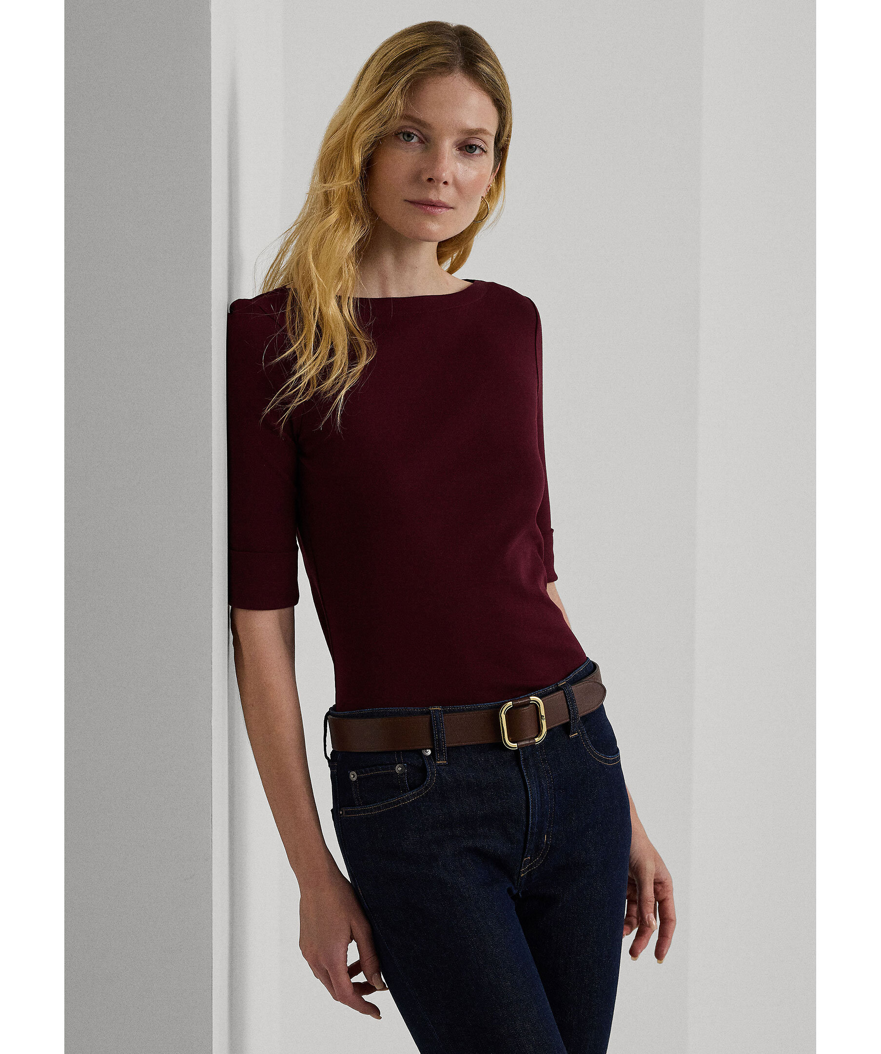 Handla Judy elbow ss top Bordeaux hos bestofbrands 200654963 086