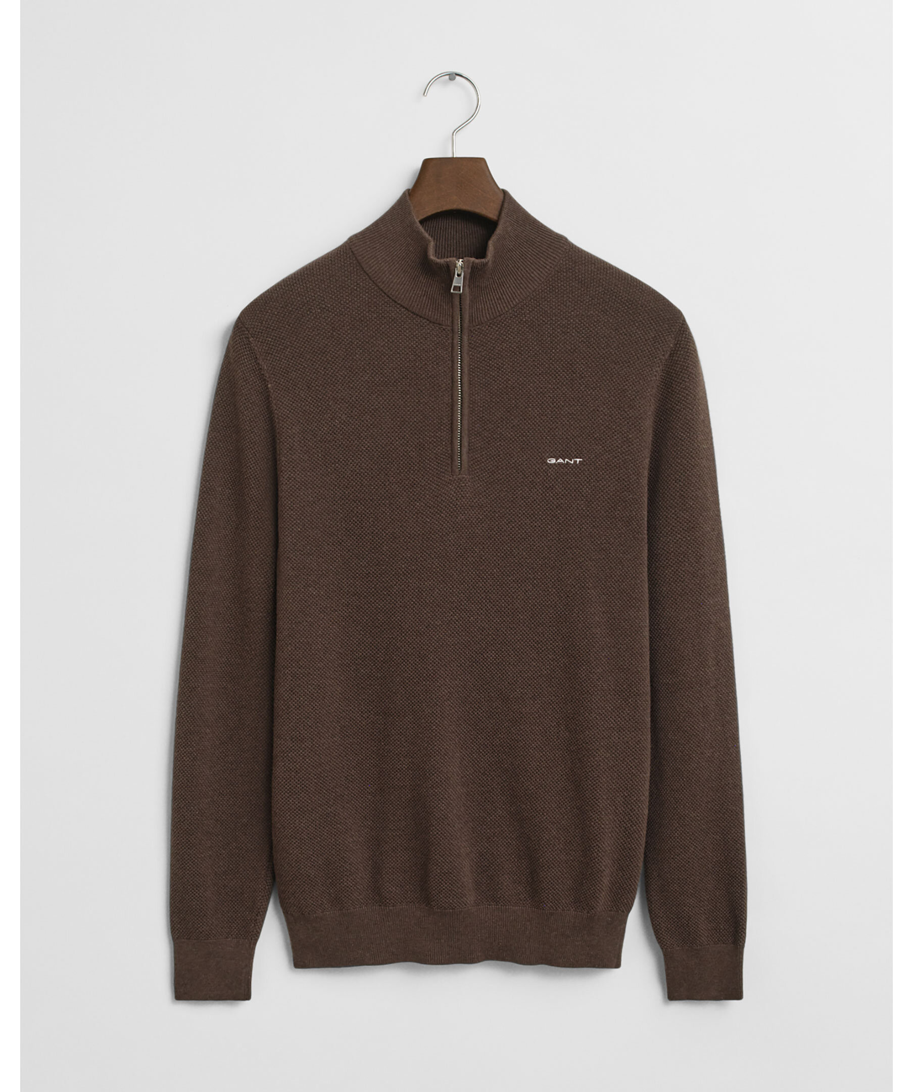 Cotton pique half zip