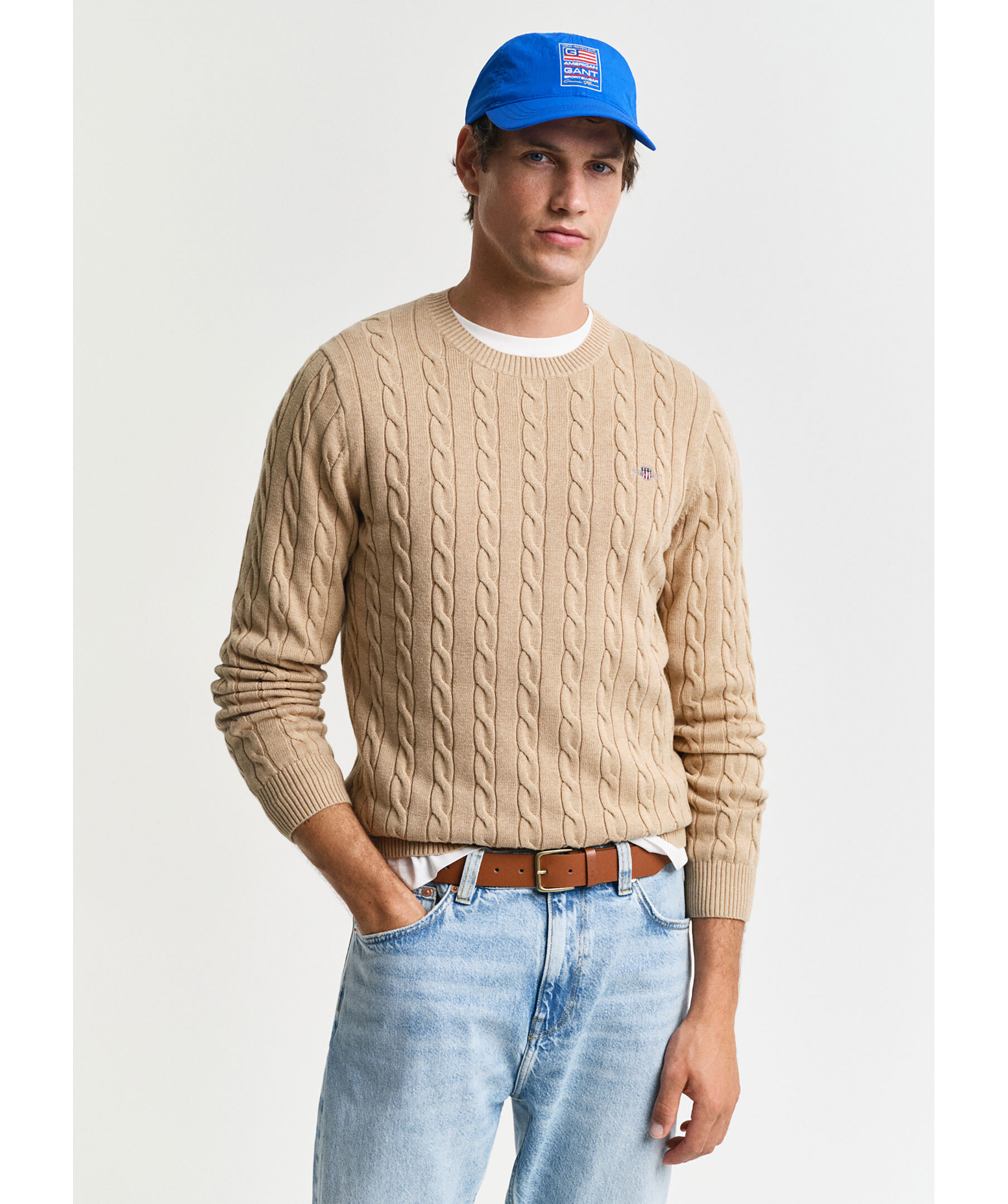 Cotton cable c-neck