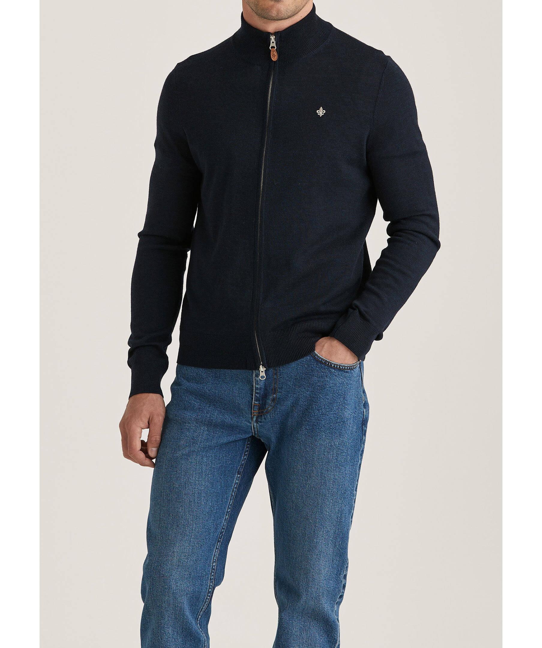 Merino zip cardigan