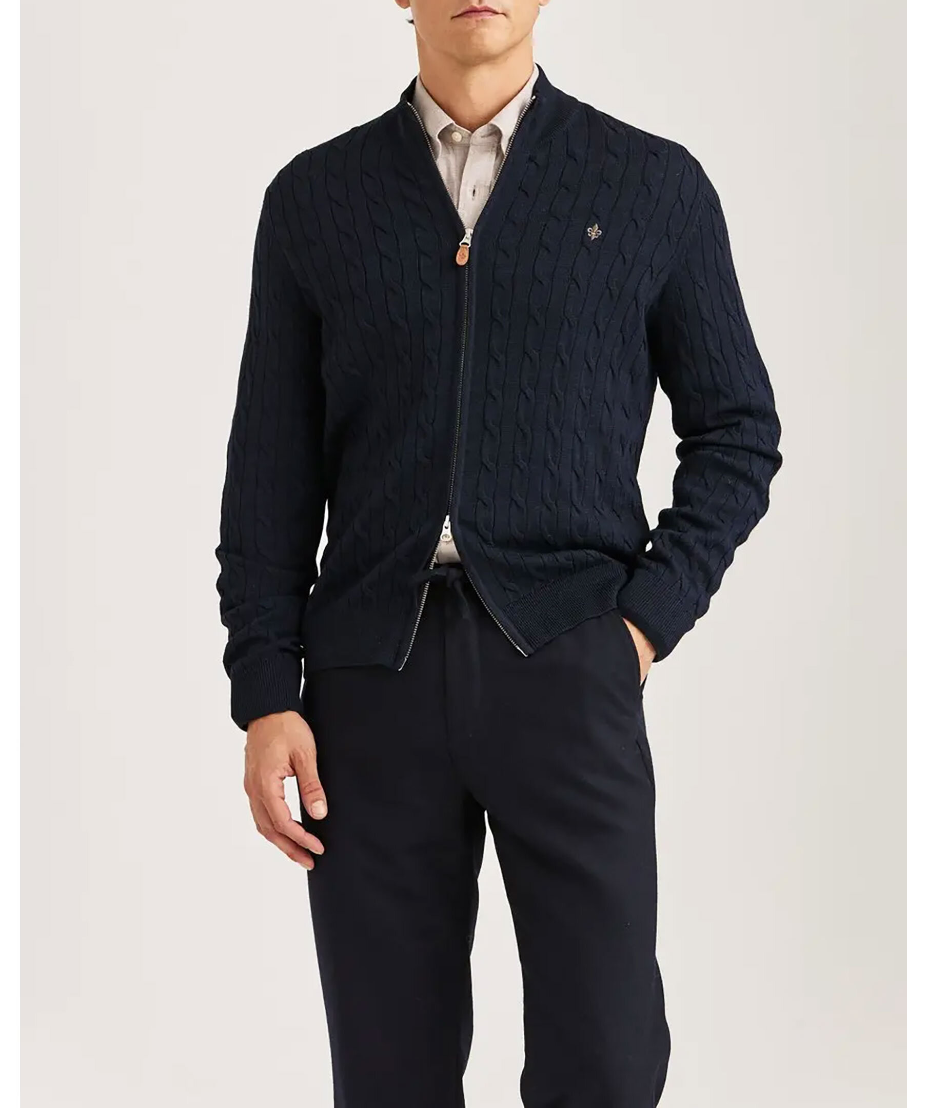 Merino cable zip cardigan