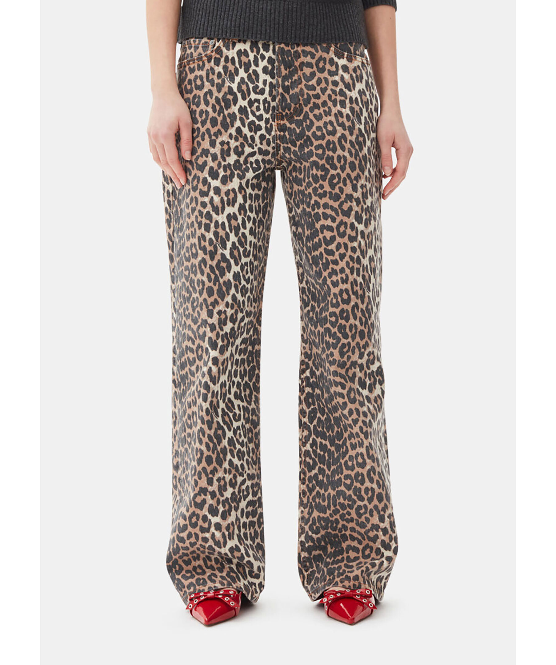 GANNI｜JEANS (Leopard Izey Jeans (J1527 943)) Izey jeans Ganni in denim with leopard print
